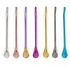 Reusable Stainless Steel Drinking Straw Filter Stir Spoon Tea Coffee Tableware