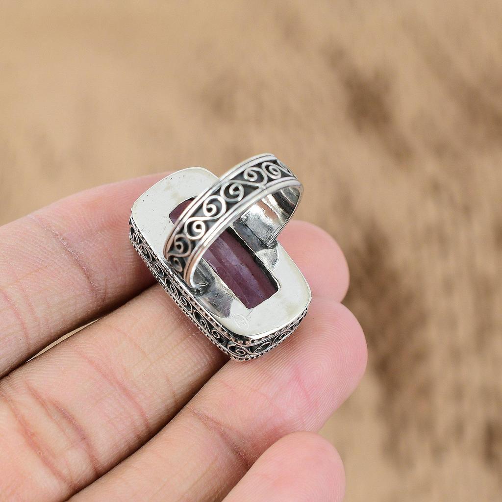 Natural Tanzanite Quartz Sterling Silver Vintage Anniversary Promise Ring US 8.5