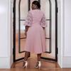 Plus Size Lace Lantern Sleeve Dress with Pleated Skirt - Christmas Gift