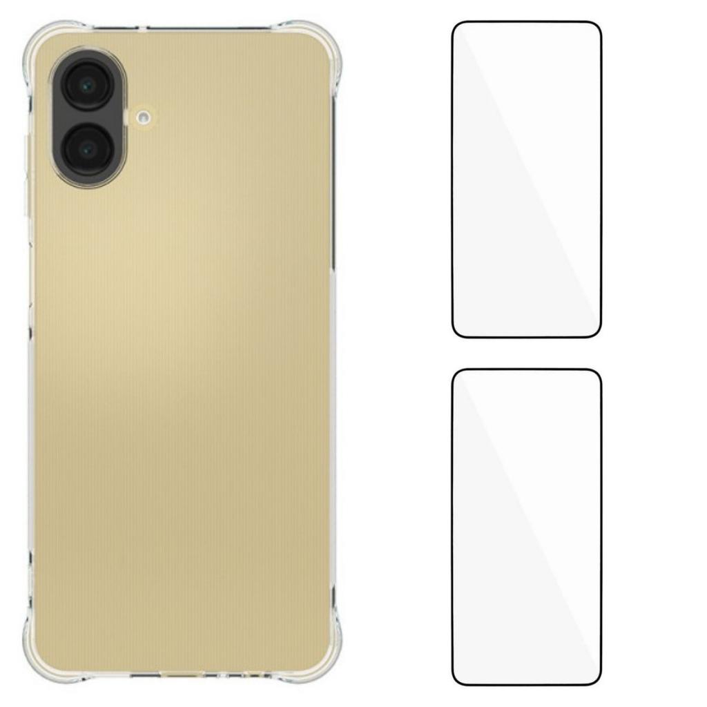 For Samsung Galaxy A07 TPU Case WANLONFENG WL2 Series 2.0mm Phone Cover with 2Pcs Tempered Glass Films