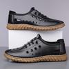 Fashion Hollow Business Casual Soft-soled Leather Sandals for Men Fashion Solid Color Summer New Designer Driving Shoes Man