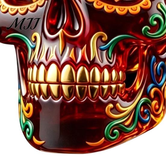 Niche Atmosphere Bar Decor Day of The Dead Wine Glass, with 3D Relief Painting, Hand-Painted Decorative Glass for Home Gothic Skull Whiskey