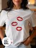 Oversized Cotton Youth T-shirt with "Juicy Lips" Print