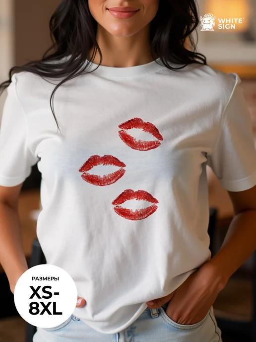 Oversized cotton youth T-shirt with Juicy Lips print 4XL