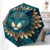 Floral Mandala Cat Wall Art Decor Umbrella, Portable 3-Fold Compact Umbrella for Men & Women R153