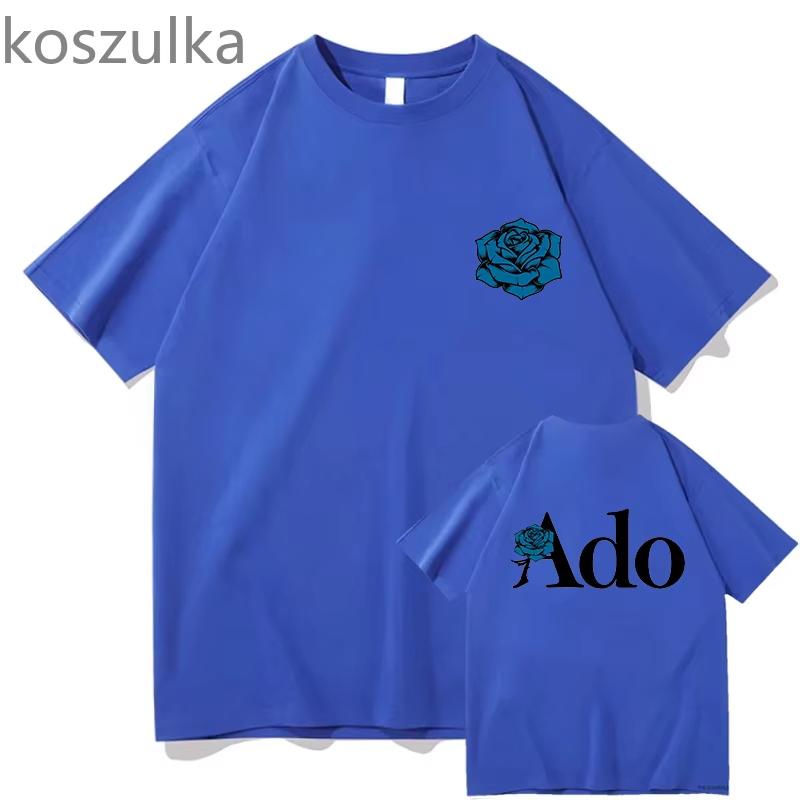 Wish World Tour Merch Tee Women Men Fashion Casual Harajuku Short Sleeve Kpop Goth Vintage Pure Clothes Ado Blue Rose T-shirts
