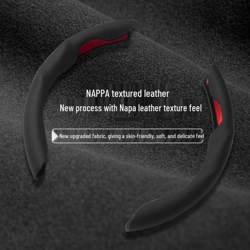 Tesla Model 3/Y Ultra-thin Non-slip Sweat-absorbing Steering Wheel Cover with Card Holder for All Seasons