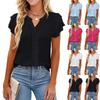 Dámský módní ležérní top s volánky a výstřihem do V, krátký rukáv