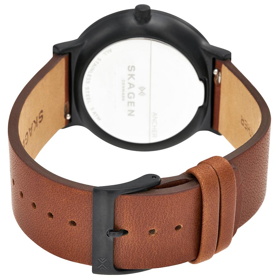 SKAGEN Ancher White Dial Men Leather Watch Women's Quartz Watch Stainless Steel 30m 40mm date SKW6297