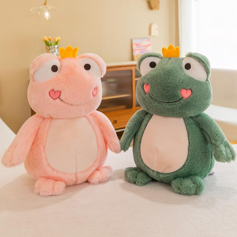 45cm Crown Frog Plush Toy Soft Stuffed Pillow Magic Expression Animal The Cute Frog Animal Plush Doll Birthday Gifts For Kids