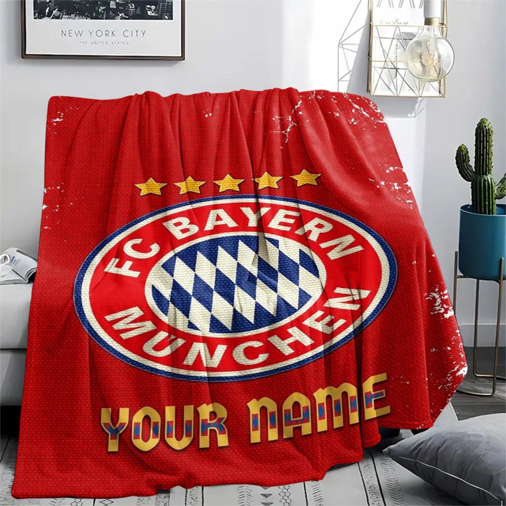 1PC Bayern Munich Fan Gear Custom Name Patterned Flannel Blanket Suitable For All Seasons For Home Decor Warmth And Comfort Gifts Holiday Present
