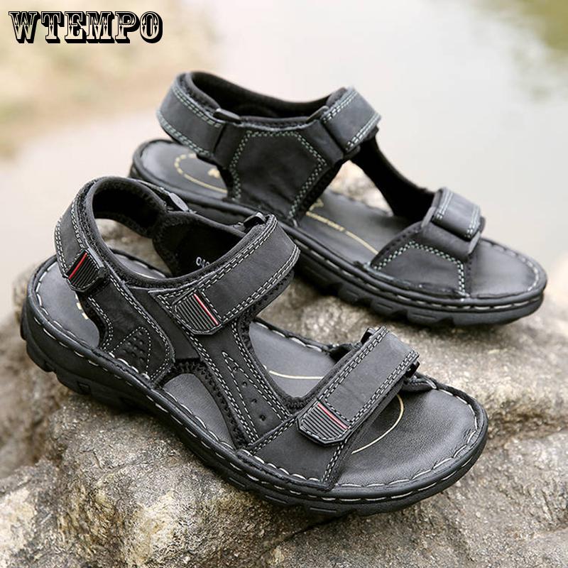Leather Sandals Summer Men's Breathable Hole Shoes Non-slip Hollow Thick Bottom Casual Shoes