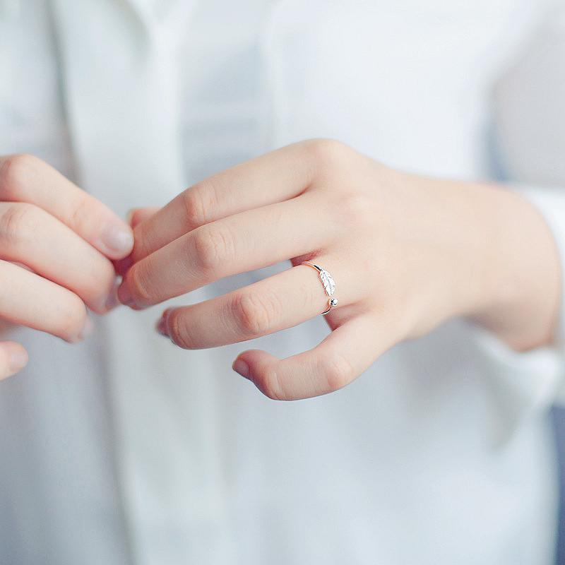 Xiaomi Authentic 925 Sterling Silver Cute Feather Personality Adjustable Ring Fine Jewelry For Women Party Elegant Accessories