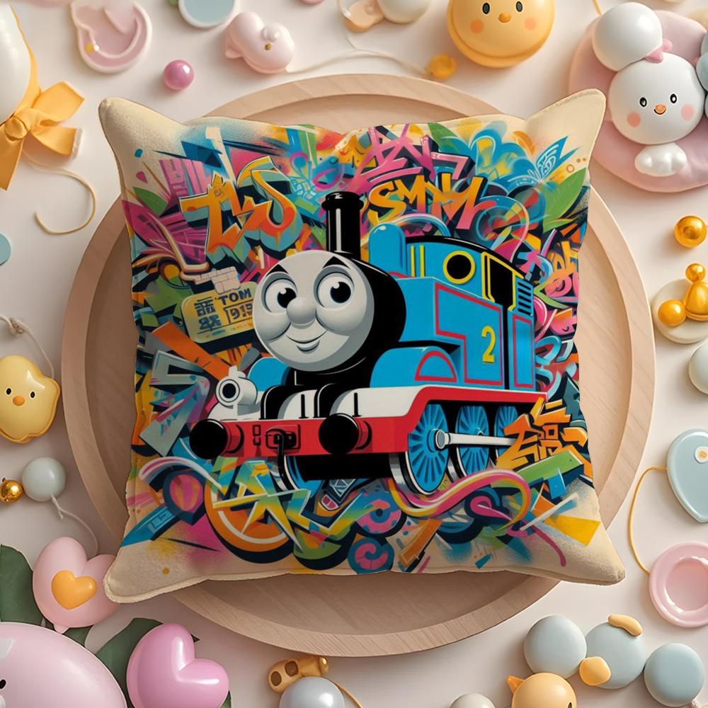 T-Thomas The Train Pillow Case Soft Plush Fabric Double-Sided Printed Cushion Cover Warm Winter Sofa Pillow Case