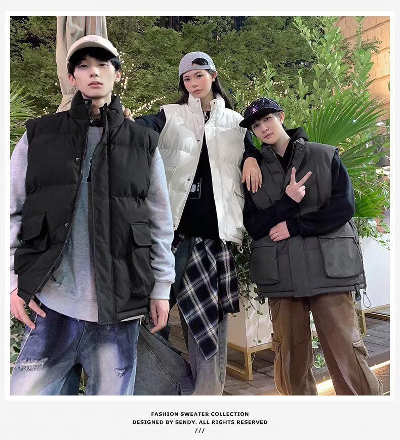 Unisex Winter Warm Down Vest: Sleeveless, Stand-up Collar, Casual Workwear Jacket