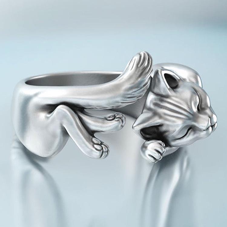 Novel Cat Design Open Ring - Stylish Women's Jewelry