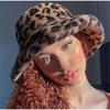 Thicken Leopard Print Bucket Hat Korean Style Fluffy Fisherman Caps Women Plush Bucket Hat Outdoor