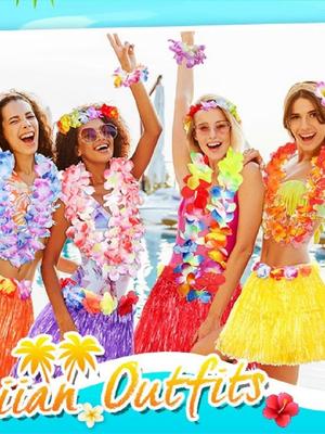 2er Set Tropische Blumenlei Hawaiianische Leis Bulk, Hawaiianische Lei Strand Hawaii Luau Partygeschenke Dekoration DIY Dekoration Kostüm & Party
