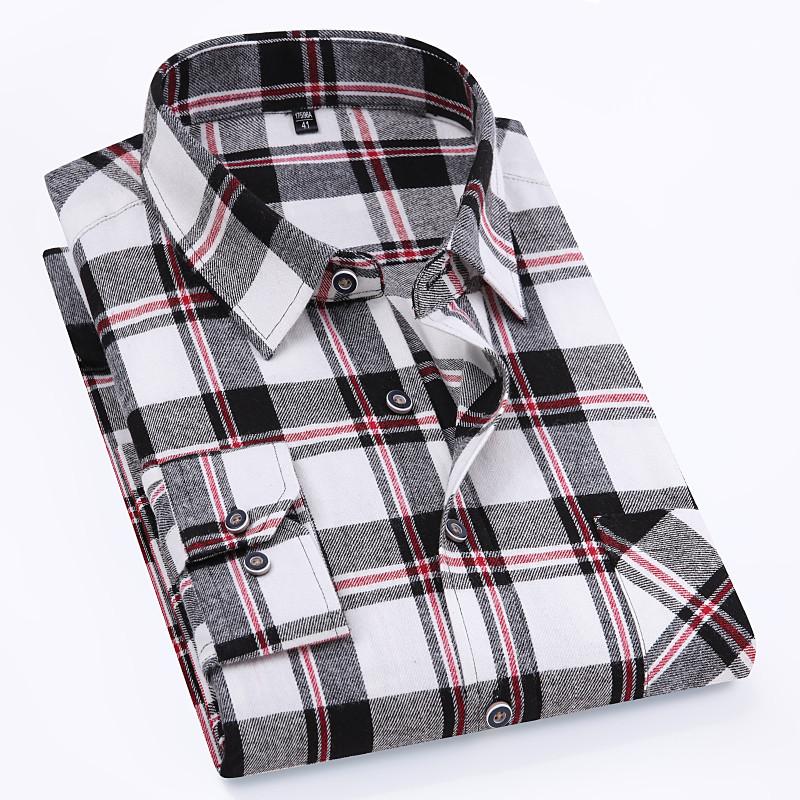 Pure Cotton Men's Plaid Shirt Long Sleeve Regular Fit Men Casual Oversized Shirt Leisure Autumn Male Blouse New Plus Size 11XL