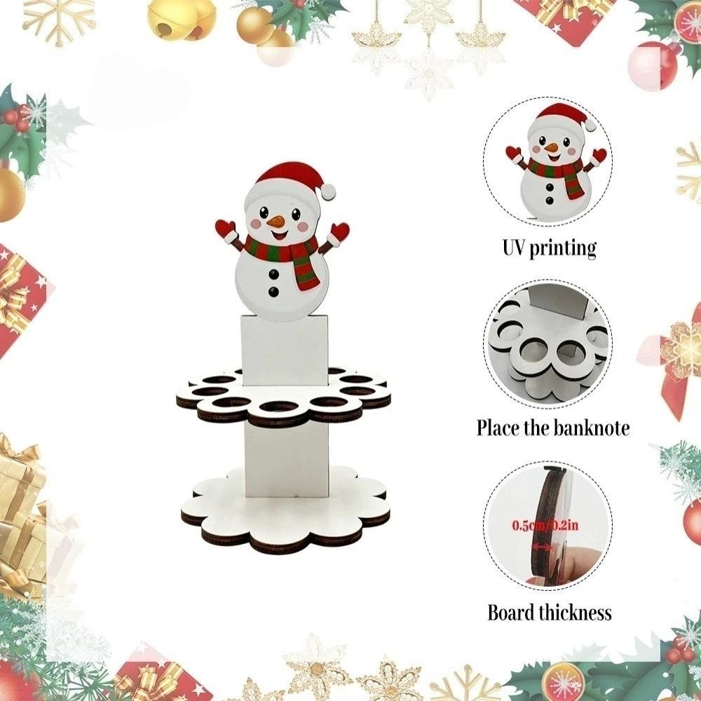 10 Holes Money Dispenser Wooden Xmas Gift Snowman Christmas Cash Holder Festive Occasions