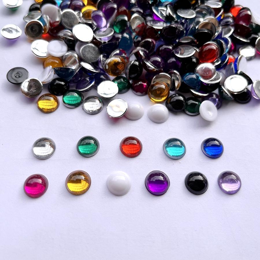 100 Pcs Beautiful Color 10mm Semi-circular Phone Case Decoration Flat Back DIY Jewelry Decoration Crystal Rhinestone