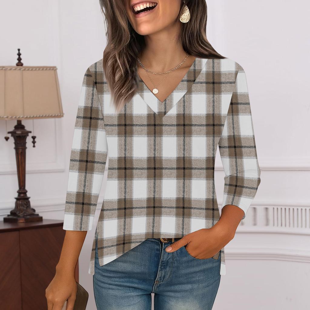 3/4 Ermskjorter For Kvinner Trykk Grafiske T-skjorter Bluser Casual Pluss Størrelse Basis Topper Pullover