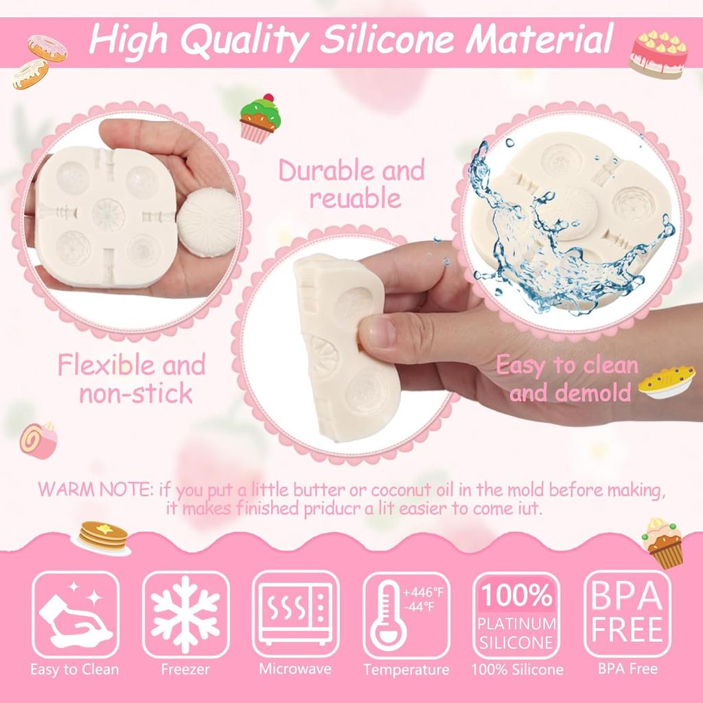 6 Pcs Mushroom Silicone Molds, Fungus Chocolate Cake Fondant Molds, for Alice In Wonderland Theme Cupcake Toppers Dessert Table Biscuit Candy Chewing