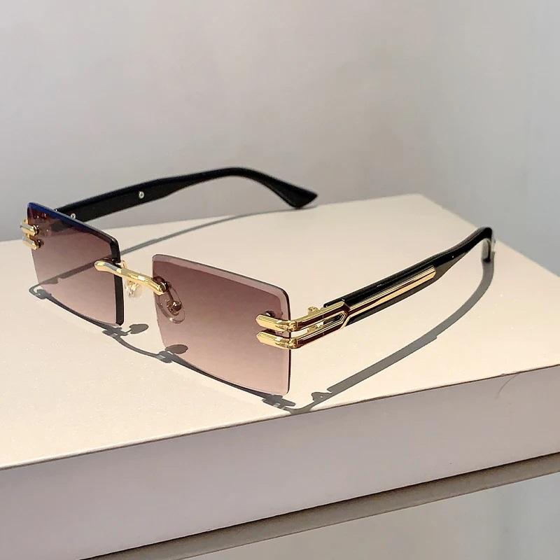 KAMMPT Retro Rectangle Black Shades Luxury Metal Mens Driving Sunglasses Stylish Gradient Womens Sun Glasses