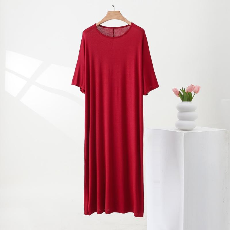 

Можно носить как свободное платье большого размера, ночную рубашку с круглым вырезом, свободное летнее платье для женщин и домашнее платье. one size красный