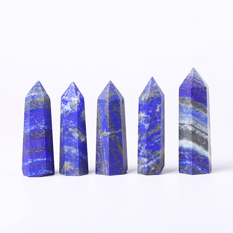 Hexagonal Crystal Column Ornament: Polished Semi-Precious Stone in Various Materials