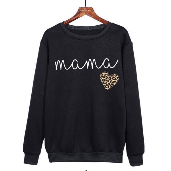 2025 новый мужской и женский европейский и американский свитер с круглым вырезом и принтом с периферийным узором MAMA love 3XL чёрный 2260₽