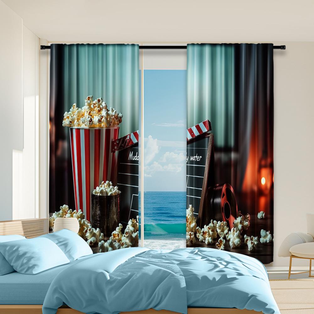 

Set Of 2 Vintage Versatile Polyester Transparent Curtains Home Decoration Cinema Use Bedrooms Living Rooms Curtain For Room Made W100*H70(CM)-Hooks&1PCS
