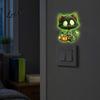 Halloween Atmosphere Room Decor Glow in The Dark Switch Outlet Stickers, Cute Black Cat Witch Theme Wall Decals Pumpkin Skull Decals, Waterproof