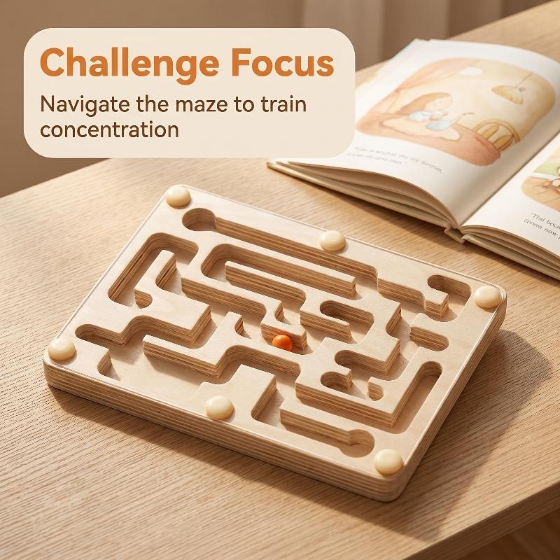A Wooden Balance Maze Toy Made of Linden Plywood, Designed to Focus on Balance Training And Hand-Eye Coordination Through Fun Gameplay