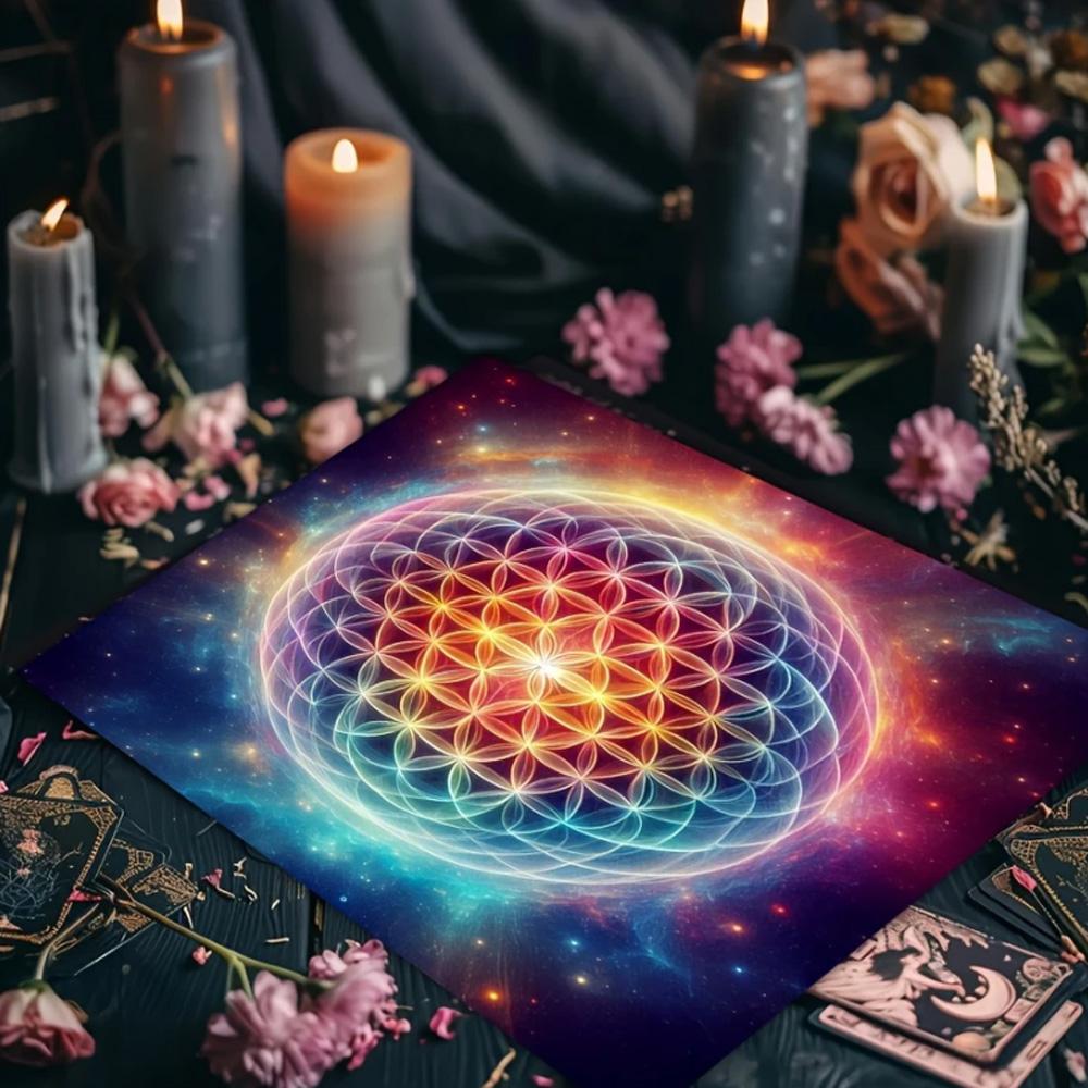 Tarot Tischdecke Mandala Blume des Lebens Altar Tuch Für Divination Meditation Kreis Galaxie Tarot Matte Spirituelle Orakel Karten Pad