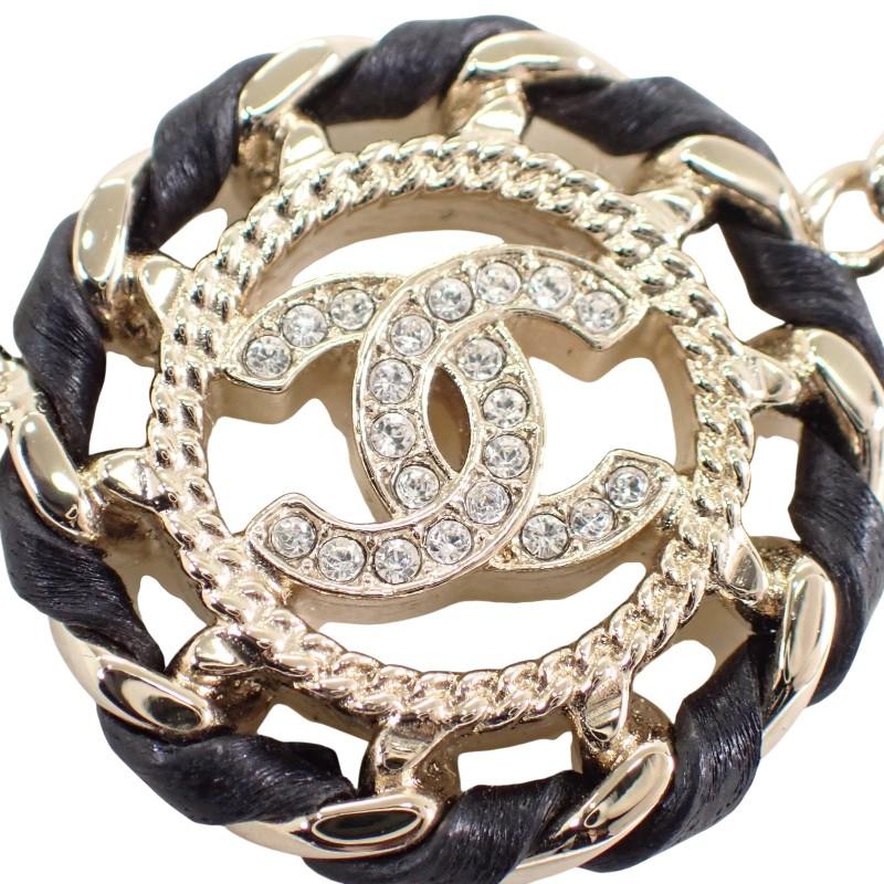 Chanel ABG722B22896 Necklace Champagne Gold Metal/leather Women