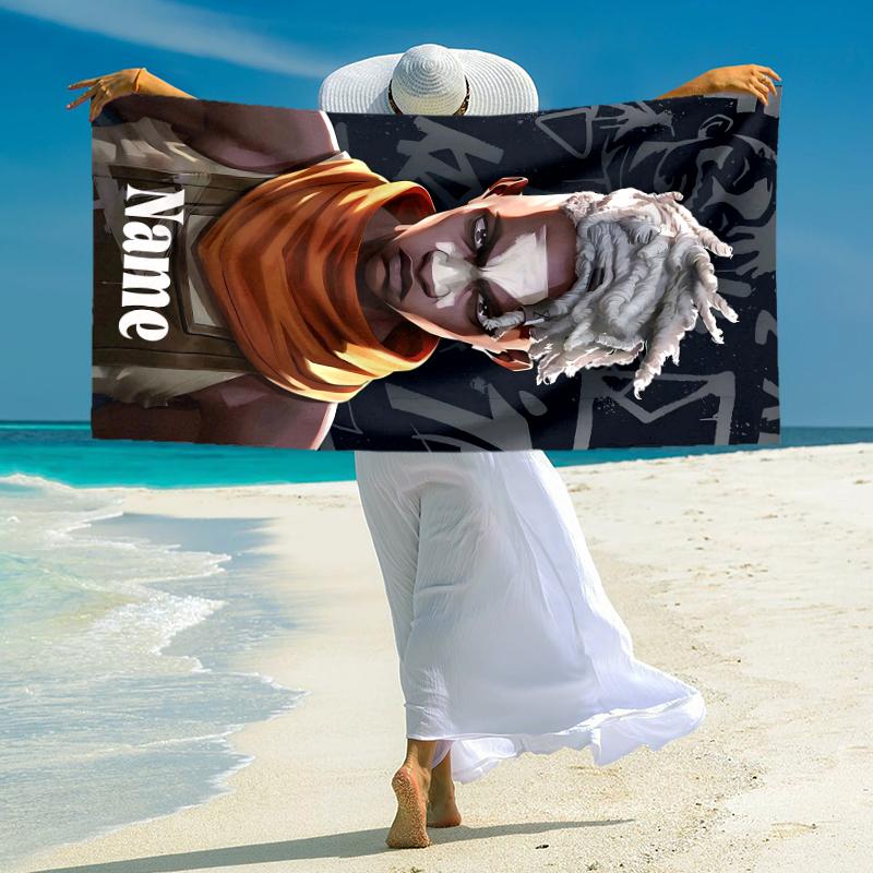 Personalized Sniper Skull Artwork Beach Towel Microfiber Beach Towel Thin Absorbent for Beach Swimming Yoga Bath Sports. 091072