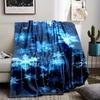Contemporary Reversible Flannel Blanket - Polyester, Non-Woven Fabric, All-Season Comfort - Digital Print Snowflake Pattern