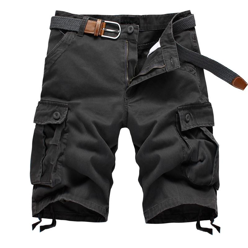 Pantalones Cortos Cargo Holgados de Verano para Hombre con Múltiples Bolsillos Algodón para Hombre Pantalones Cortos Sin Cinturón