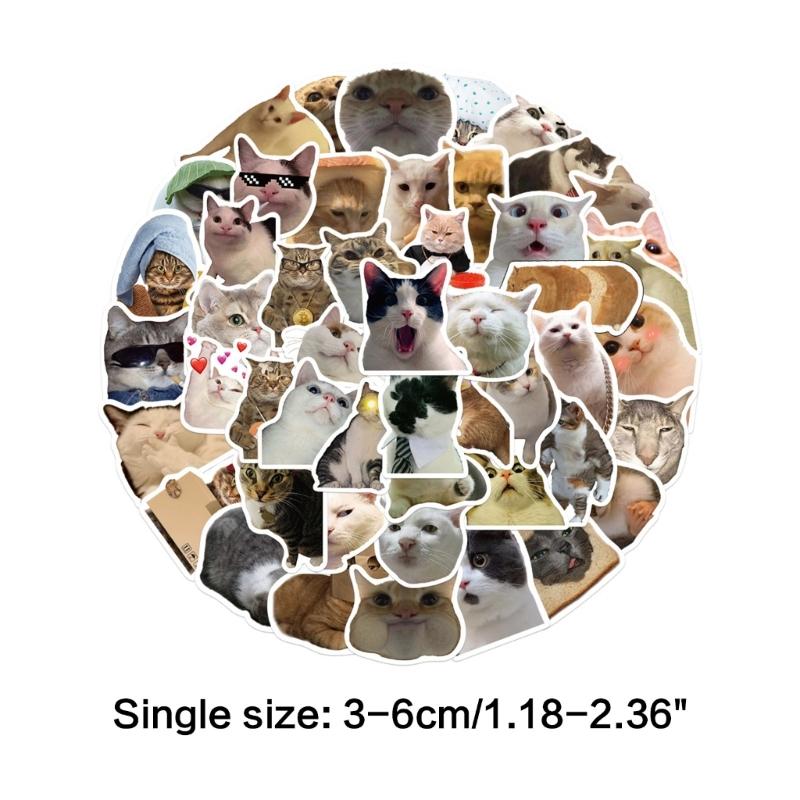 50 de bucăți autocolante cu animale drăguțe pisici autocolante PVC impermeabile pentru laptop, skateboard, sticle de apă, cadou pentru telefon pentru copii