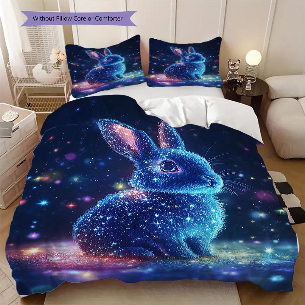 Rabbit Pattern Bedding Quilt Set Quilt Cover Pillowcase Home Decoration Birthday Gift (1 * duvet cover + 2 * pillowcase, without core)