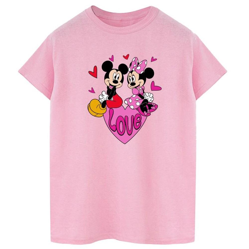 Disney Damen/Damen Liebesherz Mickey & Minnie Maus Baumwolle Boyfriend T-Shirt