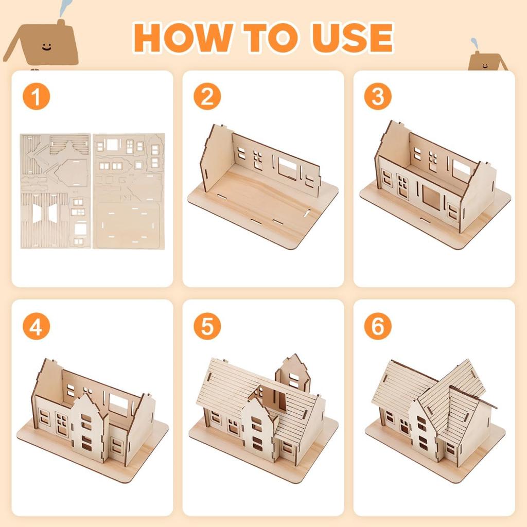 Uonlytech 1 Set Diorama Puzzles for Adults Adult Puzzle Wooden Jigsaw Puzzles Wooden Puzzle for Adults Wooden House Model Assembly House Puzzle Funny