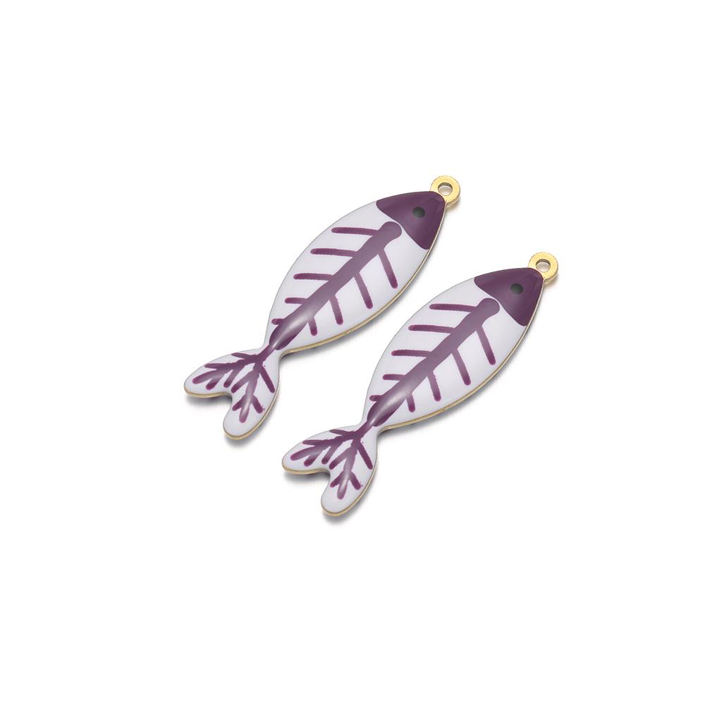 5pcs Stainless Steel Enamel Black Fish Bone Charms for DIY Jewelry Girls Necklace Pendants Kids Bracelet Women Earrings Making