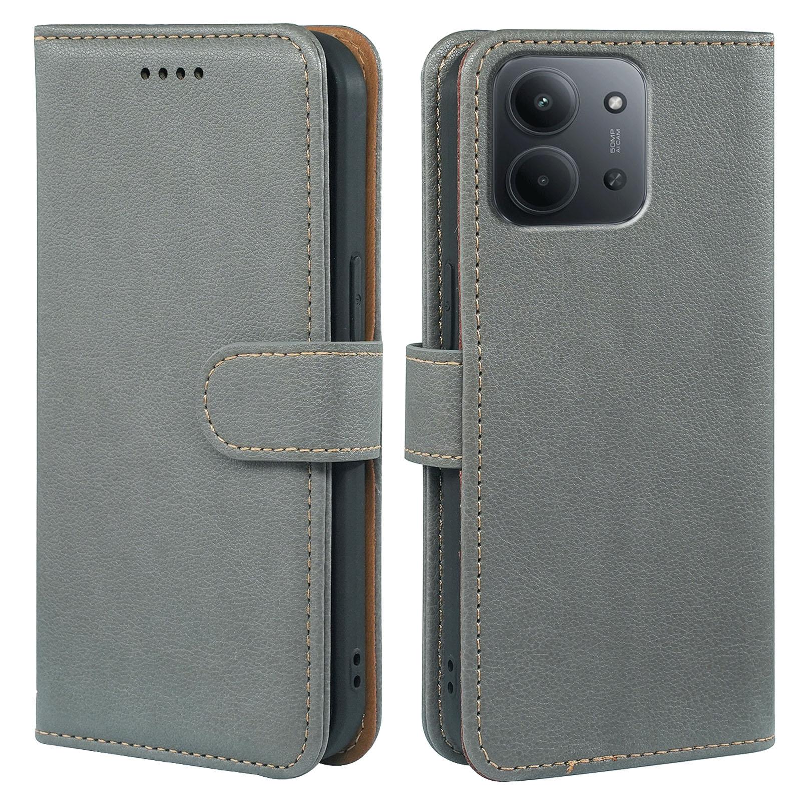 

For Xiaomi Redmi 15C 4G (Global) (171mm)/Poco C85 4G Case RFID Blocking Wallet Litchi Texture Leather Phone Cover Magnetic Clasp Grey