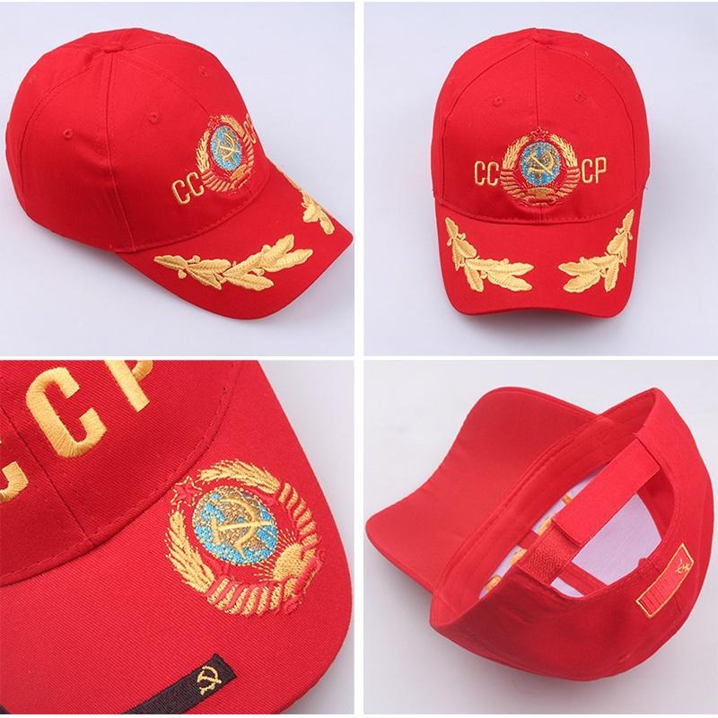 Cccp Ussr Russian Cap Adjustable Baseball Hat For Men And Women Black And Red Embroidered Couplecap