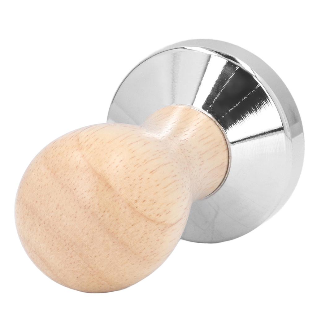 Coffee Tamper Detachable Food Grade Stainless Steel Flat Bottom Coffee Powder Press Hammer with Wooden Handle 49mm