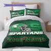 Name Custom Michigan State Spartans Pattern Bedding Set Quilt Cover Pillowcase Home Decor Gift (1 * Duvet Cover + 2 * Pillowcase, Without Core)