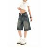 Women's Fashion Vintage High Waist 2000S Blue Denim Shorts Casual Men Jean Loose Fit Y2K Street Harajuku Style Baggy Shorts