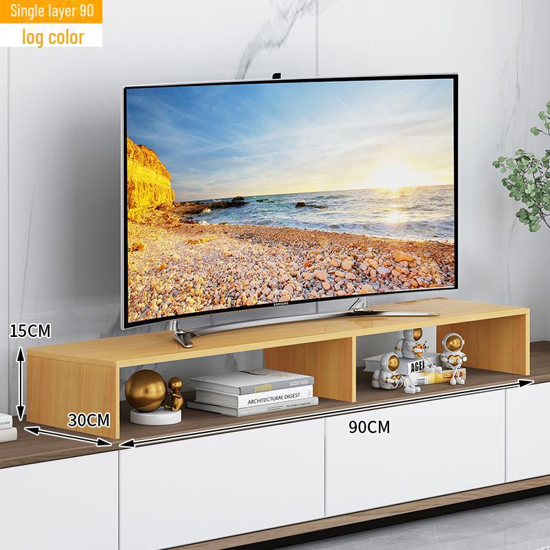Elevated TV Stand with Storage and Height-Adjustable Bracket